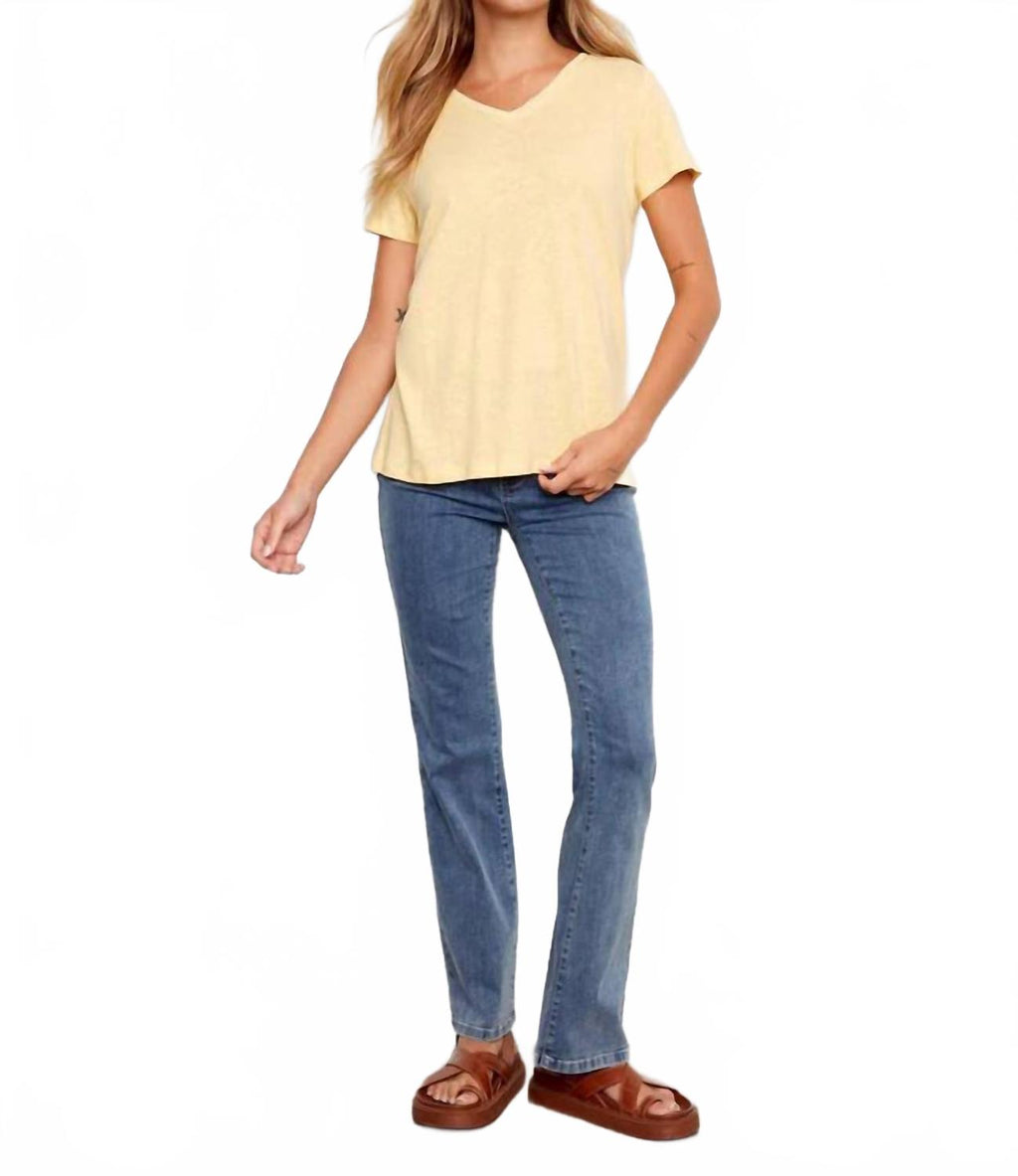 Linen V-Neck T-Shirt In Sunshine