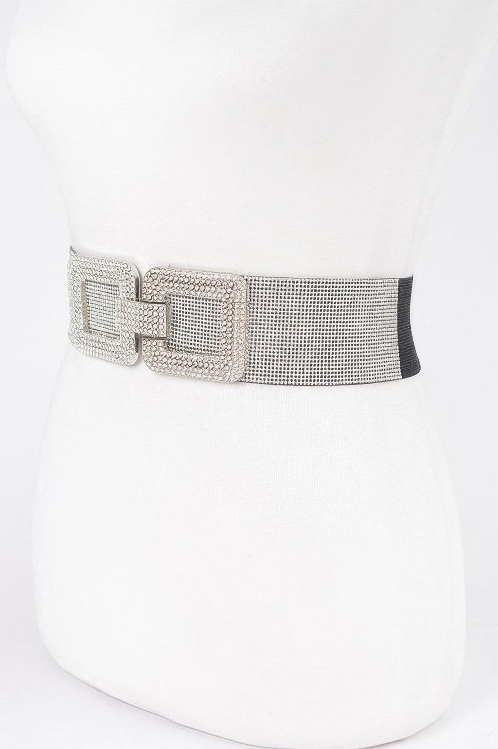 Rhinestone Buckle Plus Size Elastic Belt
