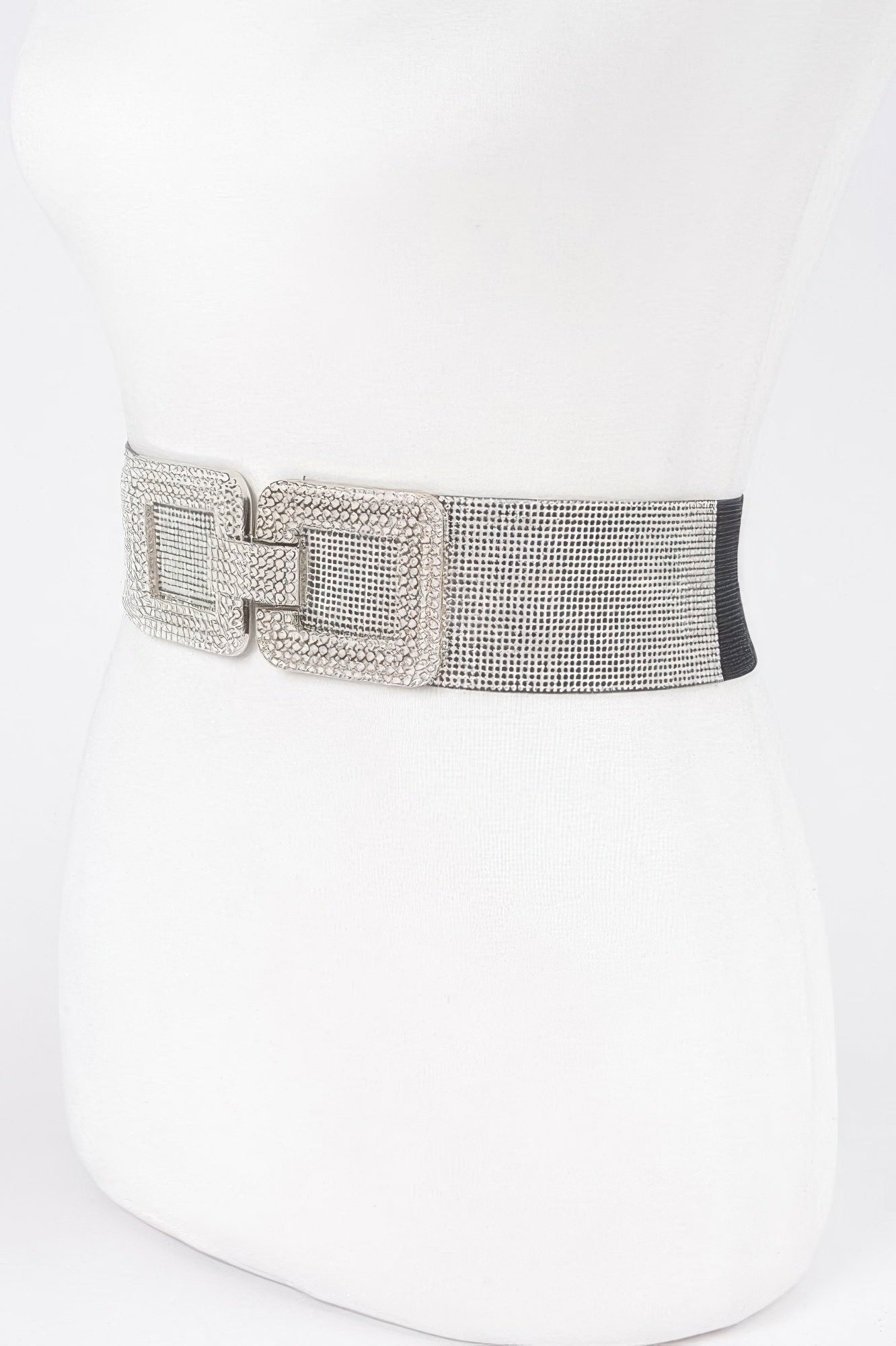 Rhinestone Buckle Plus Size Elastic Belt