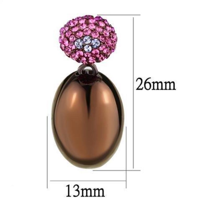 IP Coffee light Stainless Steel Earrings with Top Grade Crystal in Multi Color