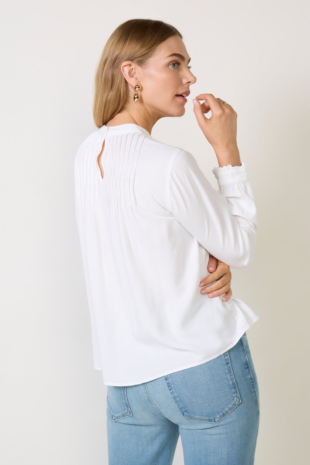 Women's Mockneck Pintuck Blouse