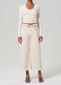 Lyra Wide Leg Crop Pants In Almondette