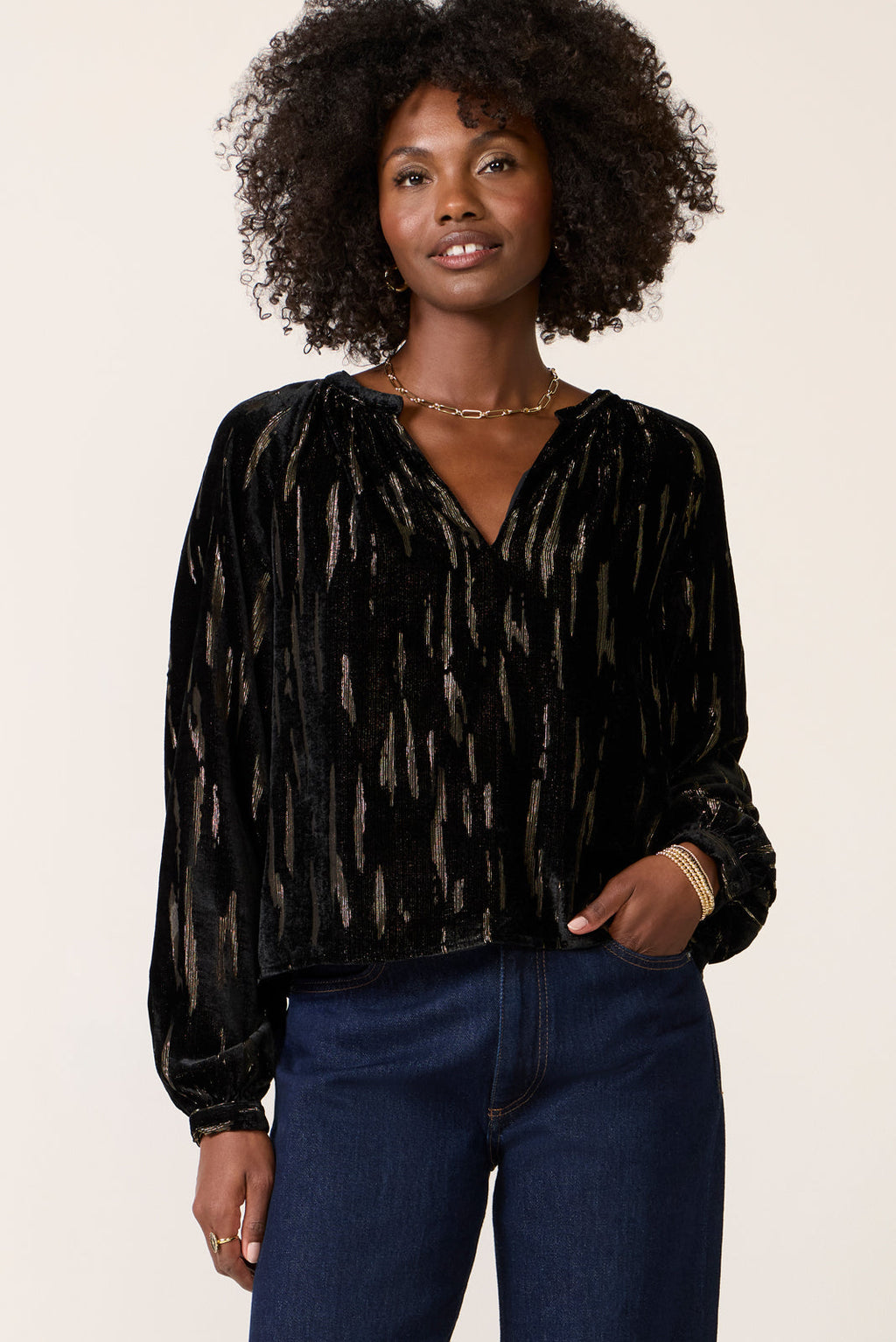 Women's Lucy Velvet Burnout Blouse