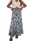 Lotus Maxi Skirt In Printed Vista Blue