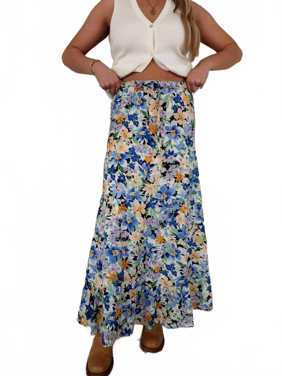 Lotus Maxi Skirt In Printed Vista Blue