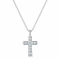 Women's Round Brilliance Cross Necklace In Silver