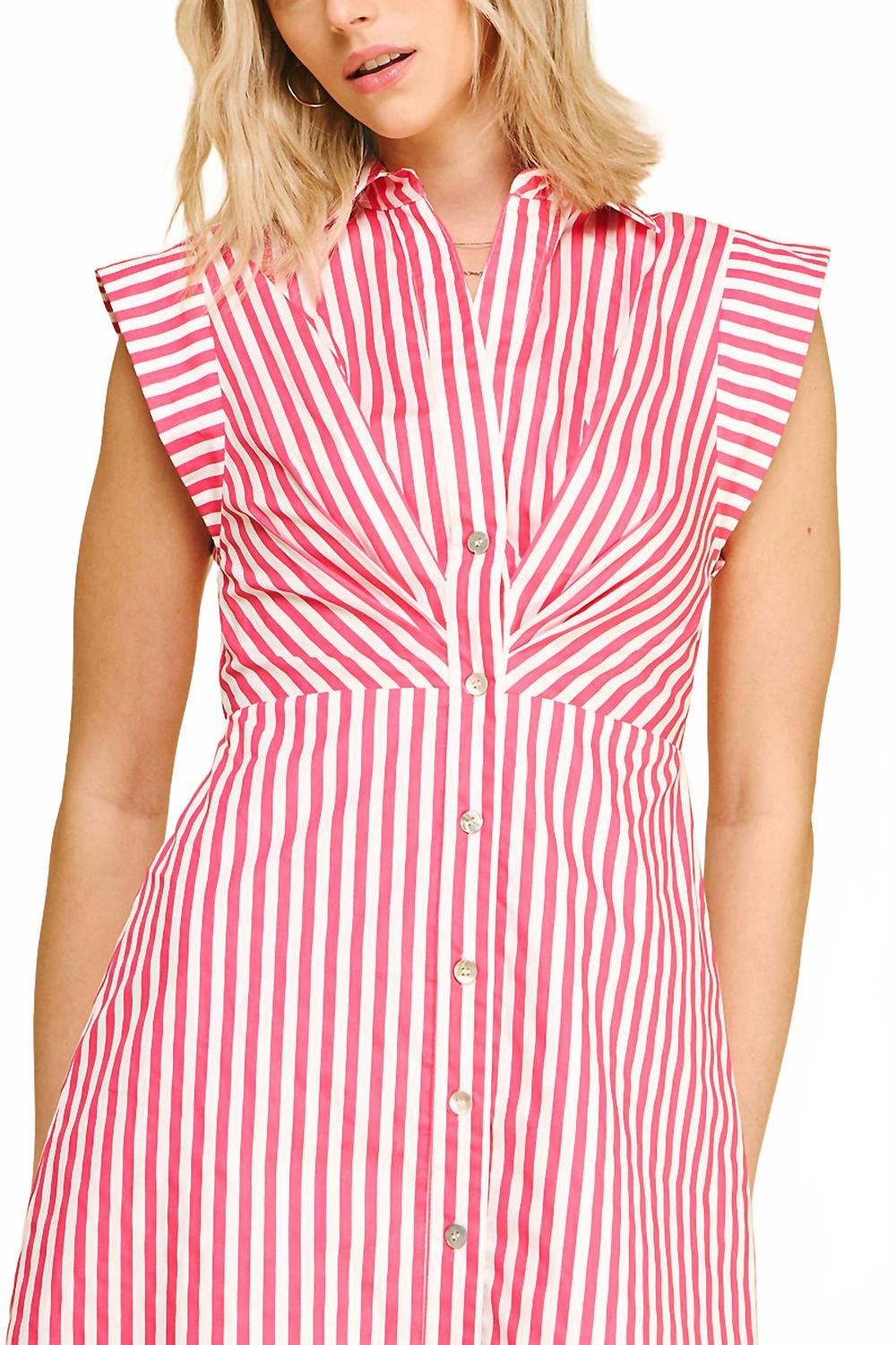 Gina Striped Midi Dress In Pink White