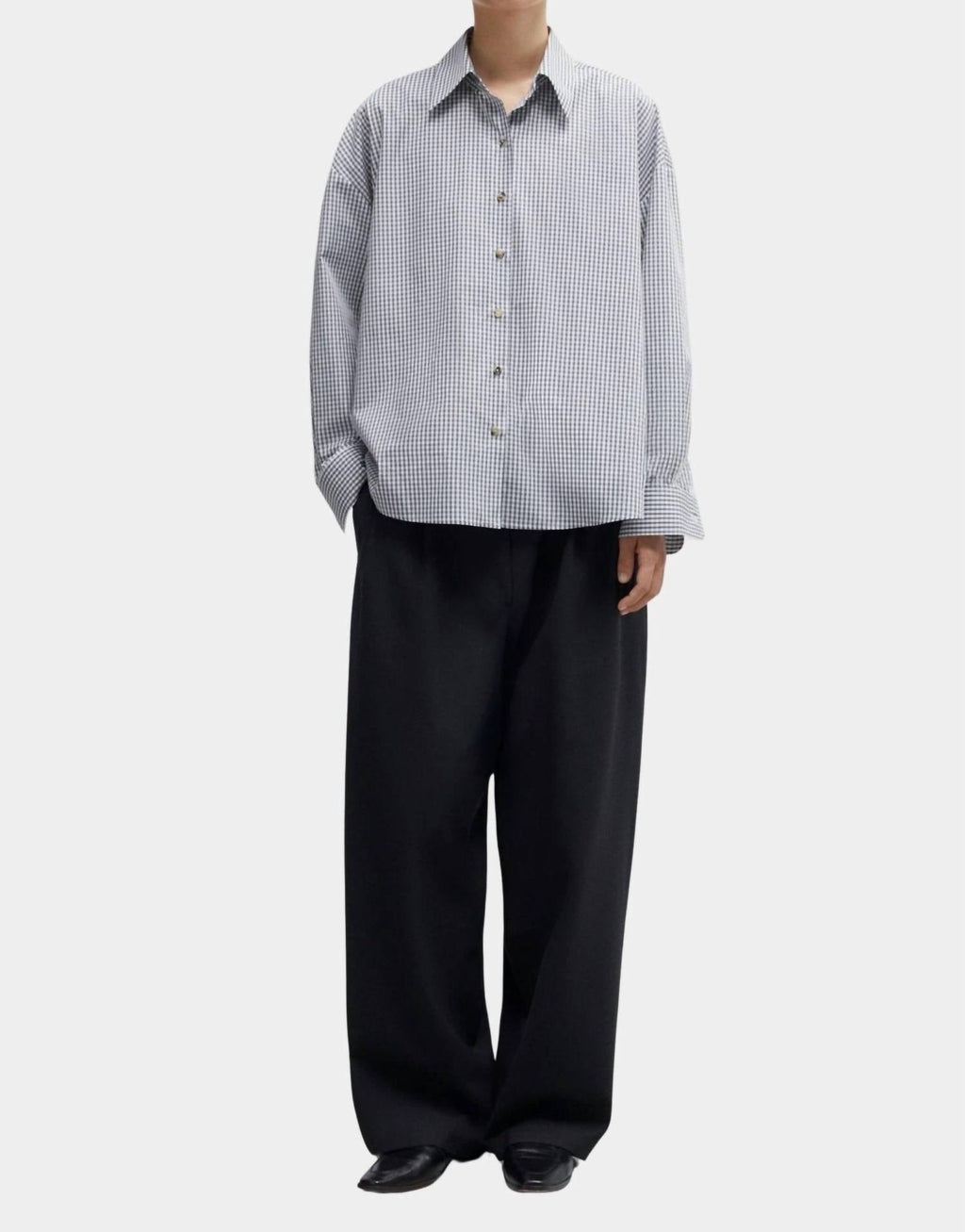 Oversized Vichy Shirt In Grey