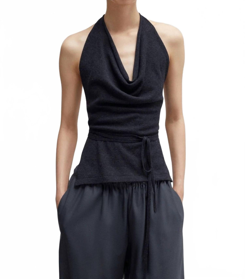 Merino Wool Tie Top In Anthracite