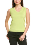 St. John Solid Jersey Knit V- Neck Shell