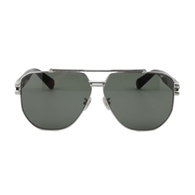 Philipp Plein Sunglasses Square Full Rim, Palladium Frame And Green Lens Spp1850K07