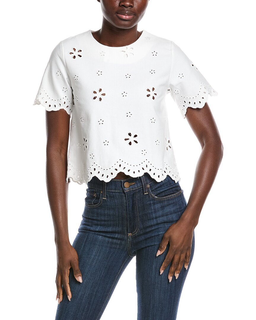 Gracia Embroidered Eyelet Crop Top