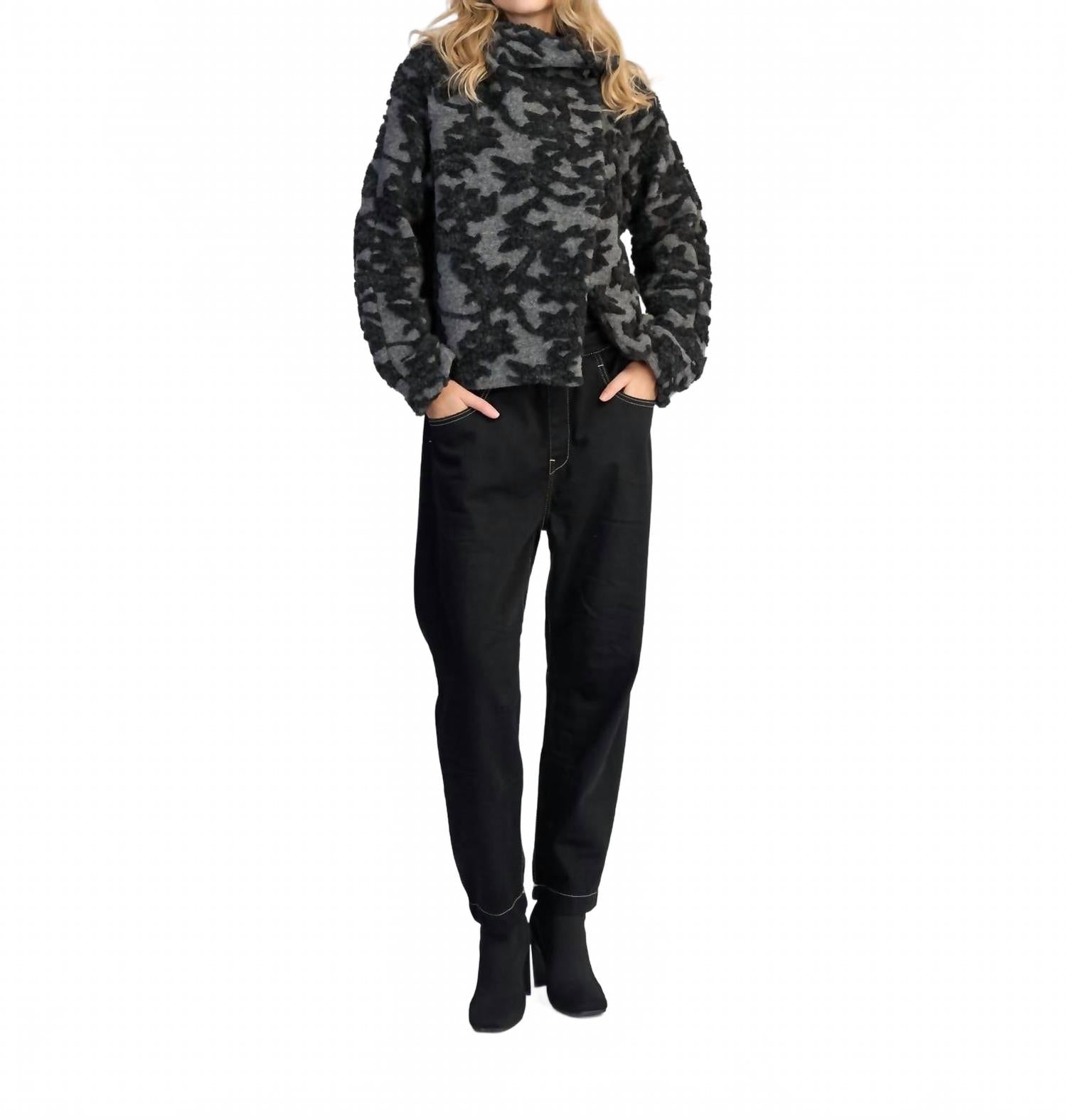 Vesper Cozy Moto Jacket In Shadow