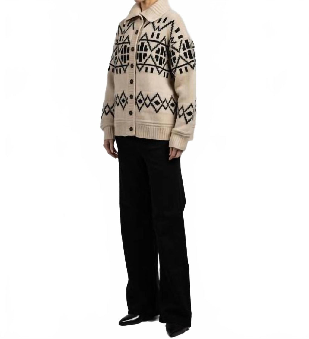 Merino Fair Isle Jacket In Ivory Combo