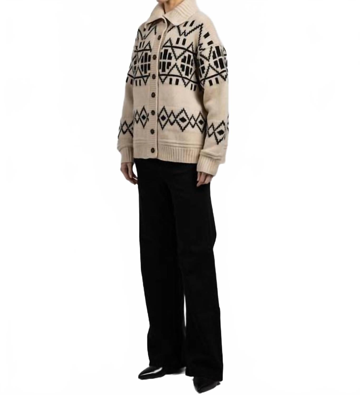 Merino Fair Isle Jacket In Ivory Combo