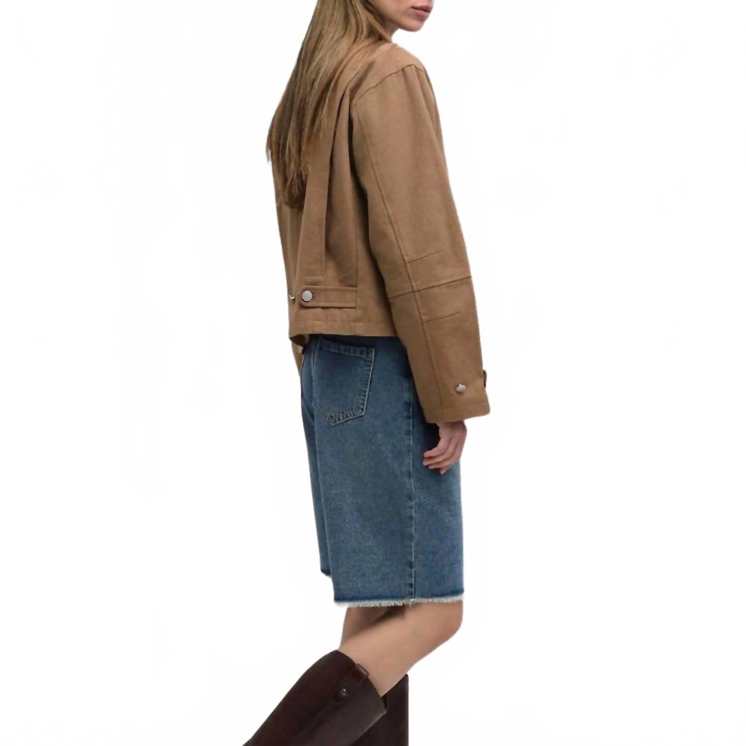 Uptown Cropped Utility Jacket In Brown