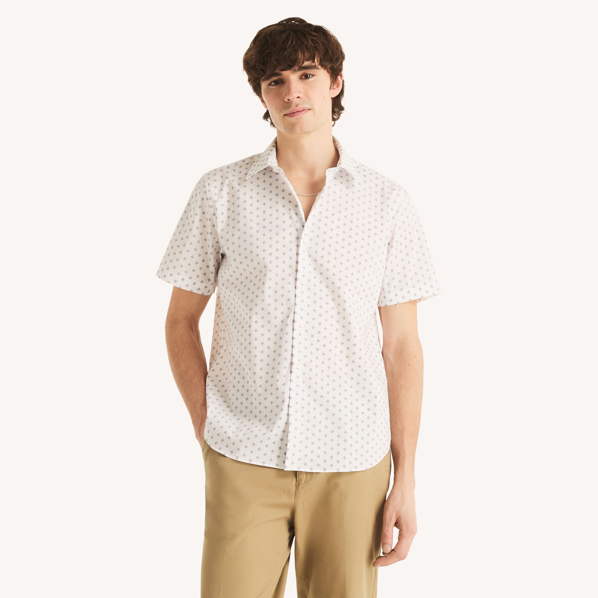 Nautica Mens Wrinkle-Resistant Classic Fit Printed Shirt