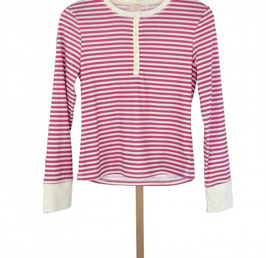 Tulsi Stripe Long Sleeve Top In Berry/vanilla Ice