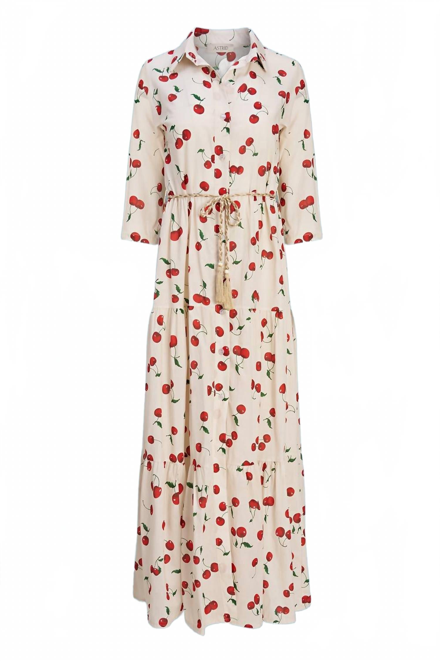 Cherry Maxi Dress In Ivory/milti