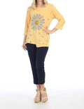 Happy Days Mineral Washed Ribbed Tunic Top In Wheat