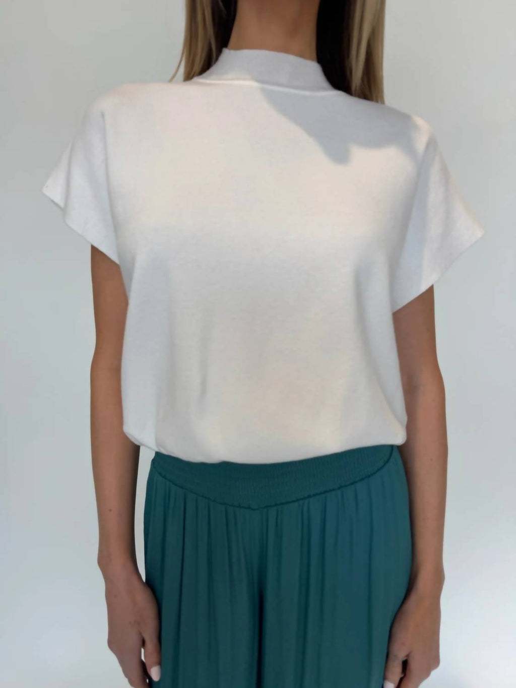 Short Sleeve Drop Shoulder Sweater In Ivory