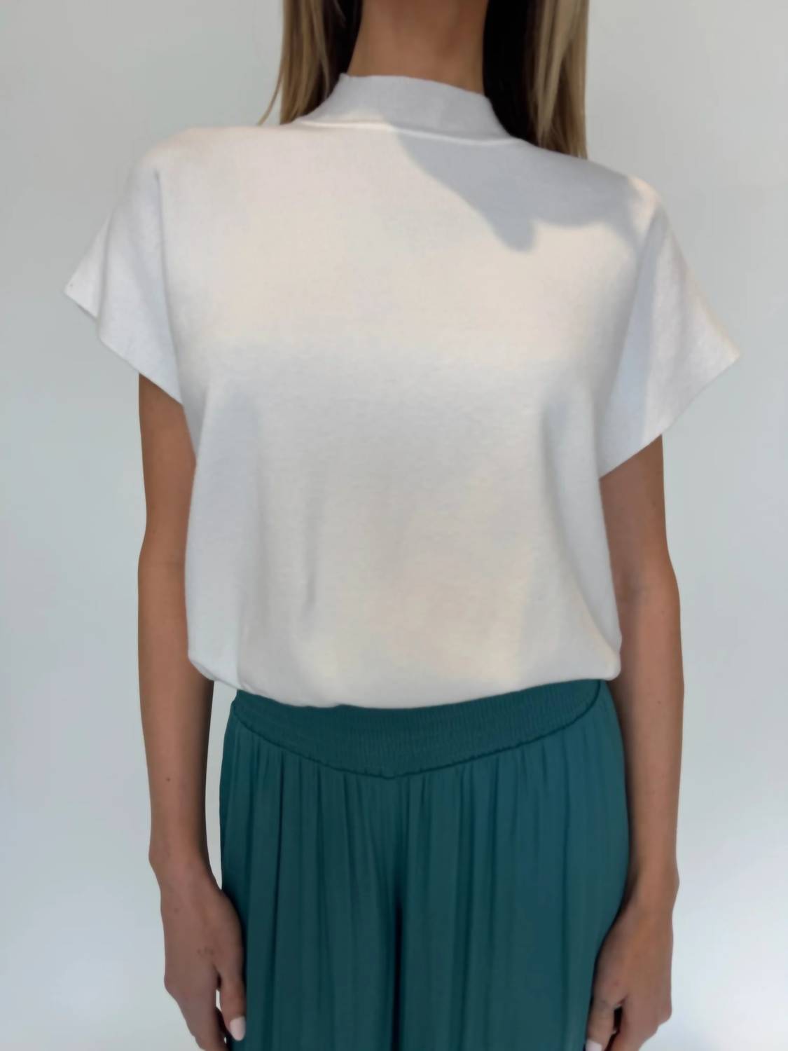 Short Sleeve Drop Shoulder Sweater In Ivory