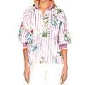Printed Half Zip Top In Violet Multi