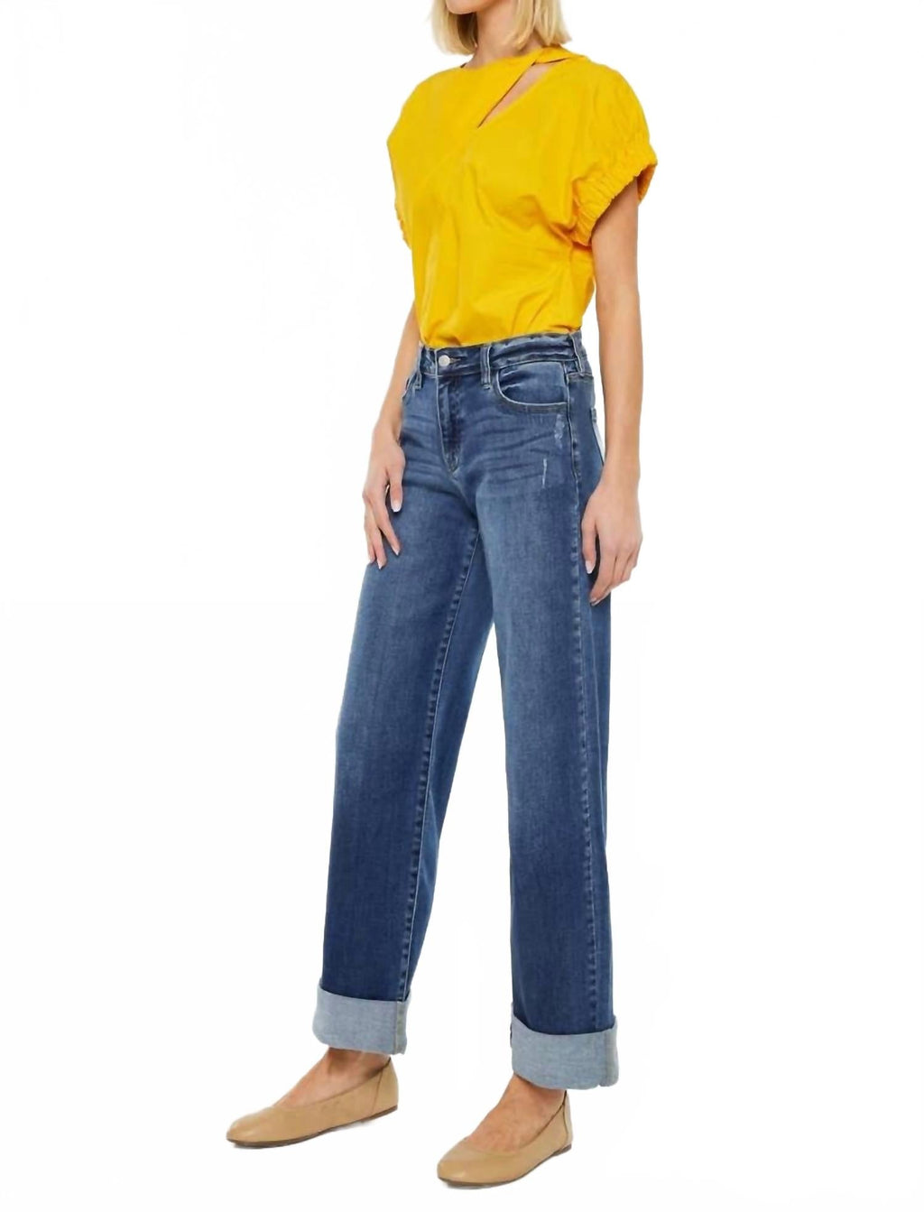 Ivanna High Rise Wide Leg Jeans In Medium