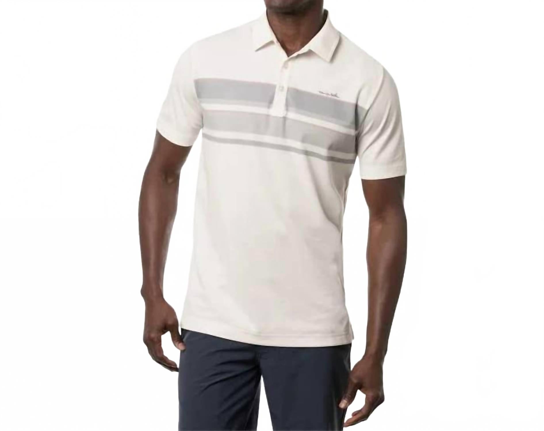 Counting Cards Striped Classic Fit Polo T-Shirt In Gardenia