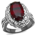 IP Light Black Stainless Steel Ring with Synthetic Synthetic Glass in Siam