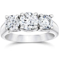 1 3/8ct Three Stone Diamond Ring 14K White Gold Size Selectable