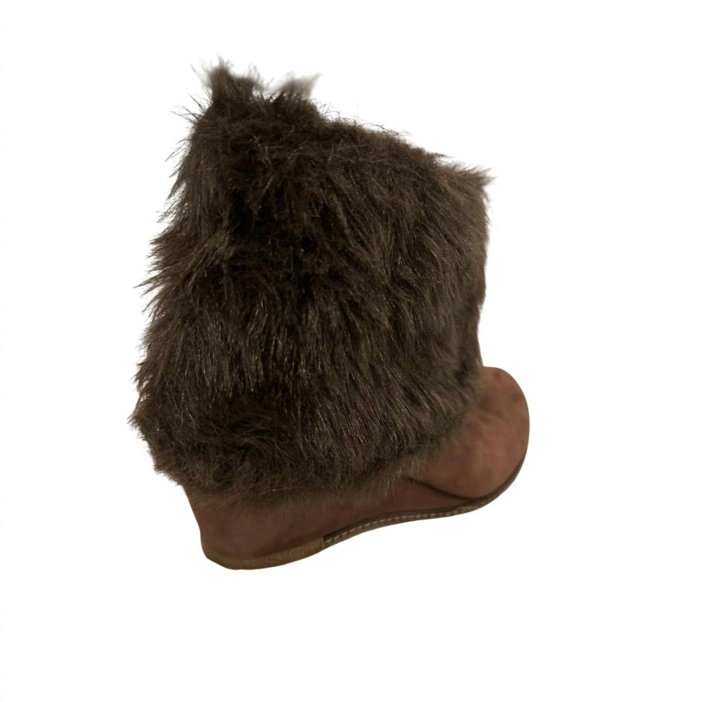 Women's Marina Faux Fur Leather Ankle Boots In Brown