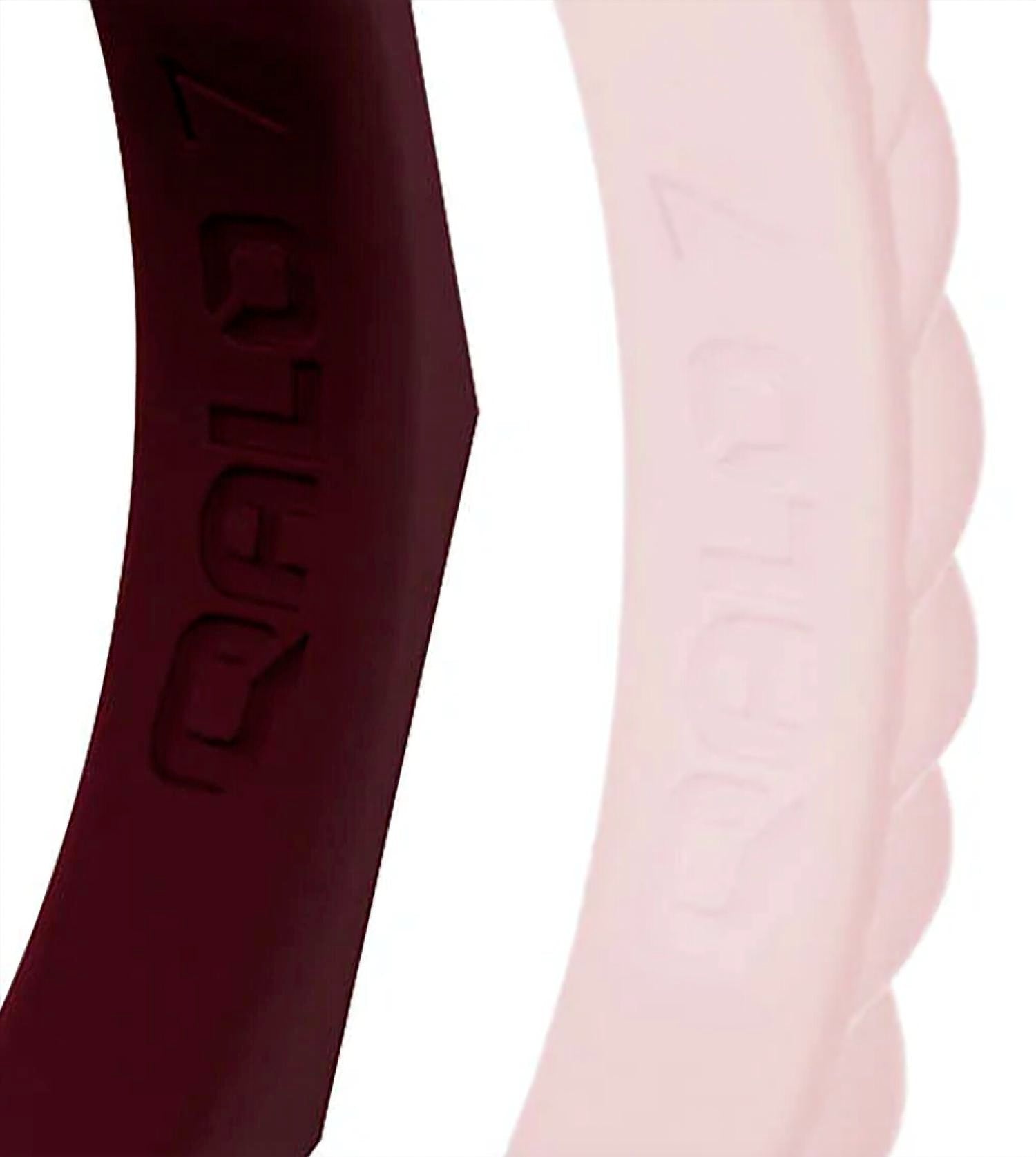 Women's Stackable Silicone Wedding Ring Set In Maroon Blush