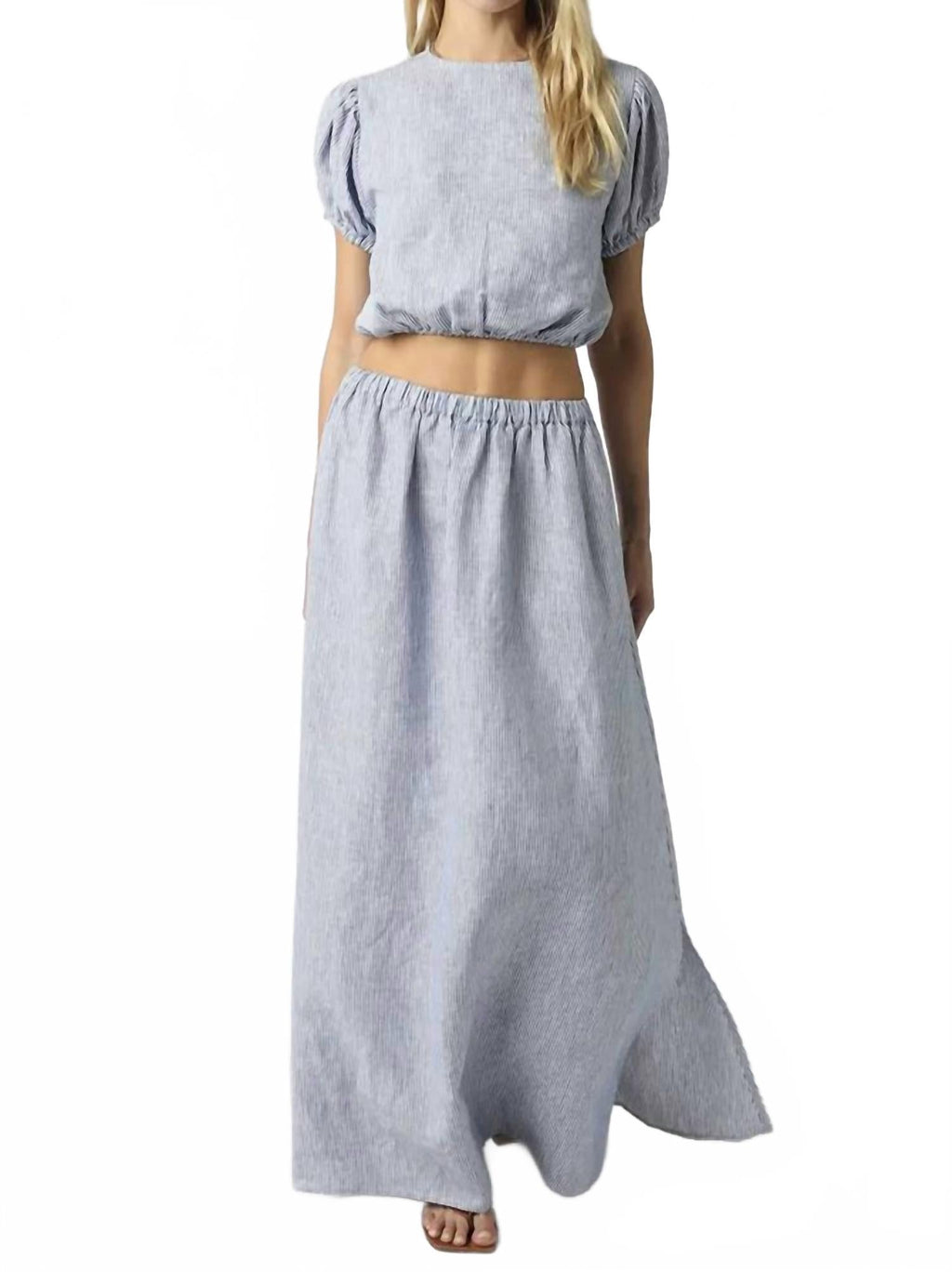 Aleah Linen Top In Denim
