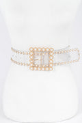 Pearl Buckle Clear Belt W/stones