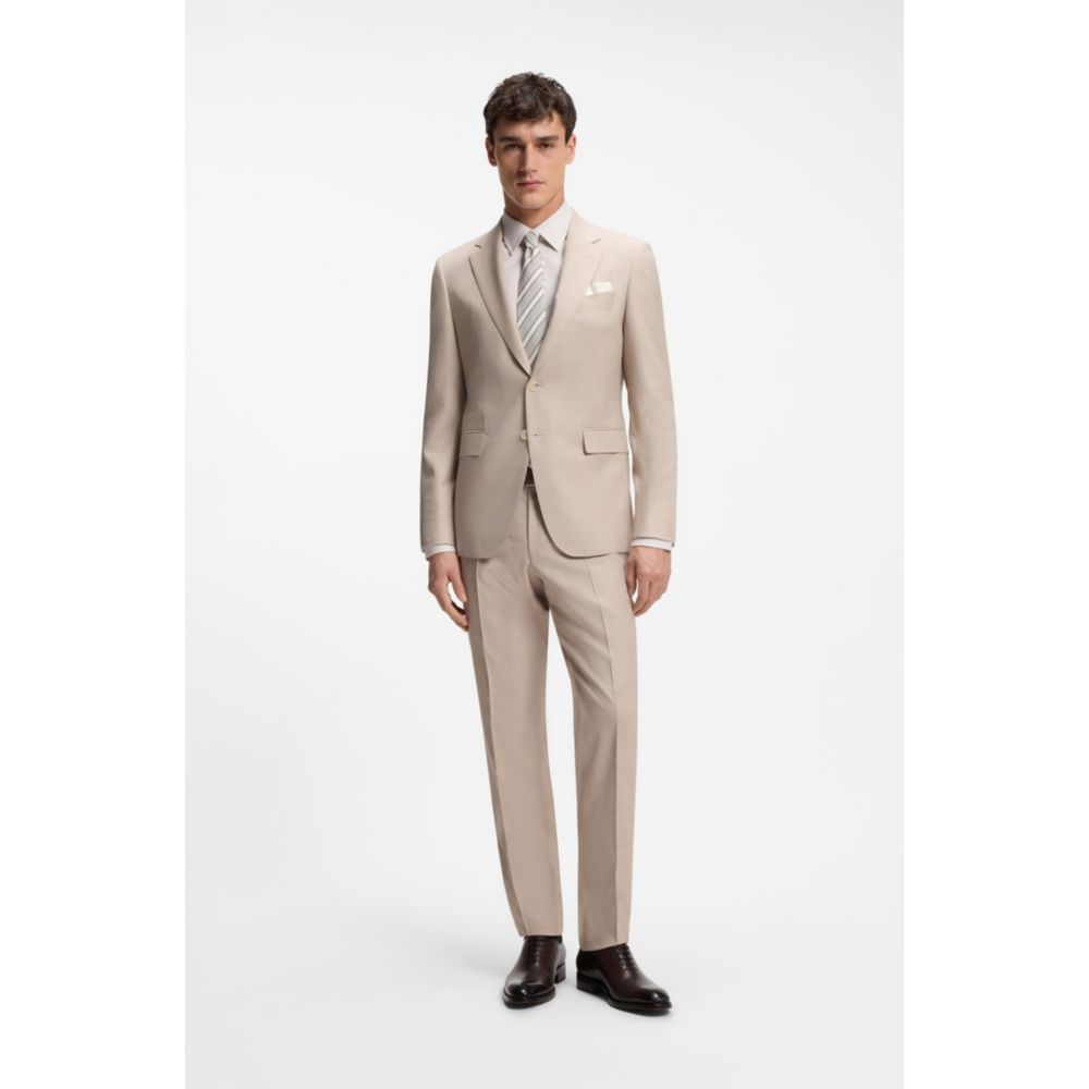 Slim-fit shirt in Italian-made structured cotton