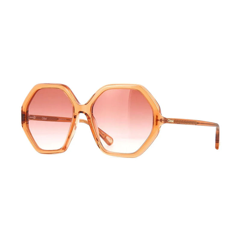 Chloe Sunglasses Square Full Rim, Orange Frame And Orange Gradient Lens Ch0008S001