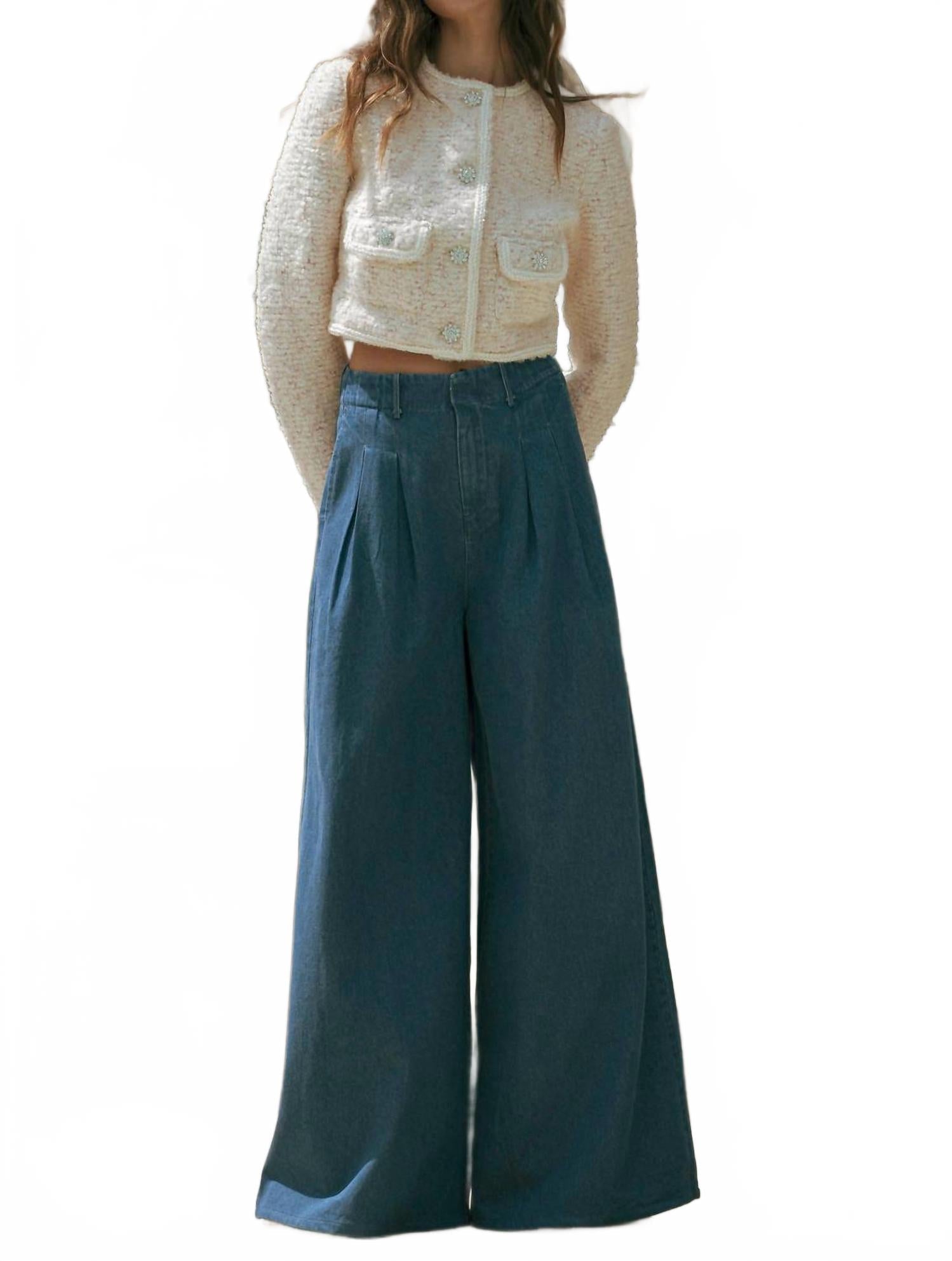Wide Leg Denim Pants In Indigo