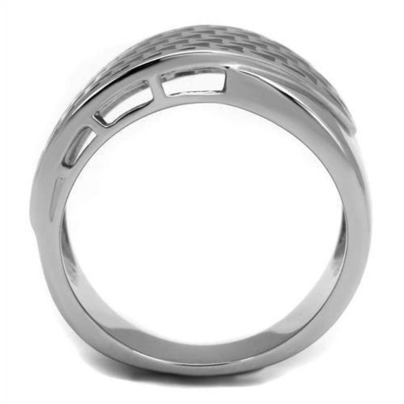 High polished (no plating) Stainless Steel Ring with Epoxy in Jet