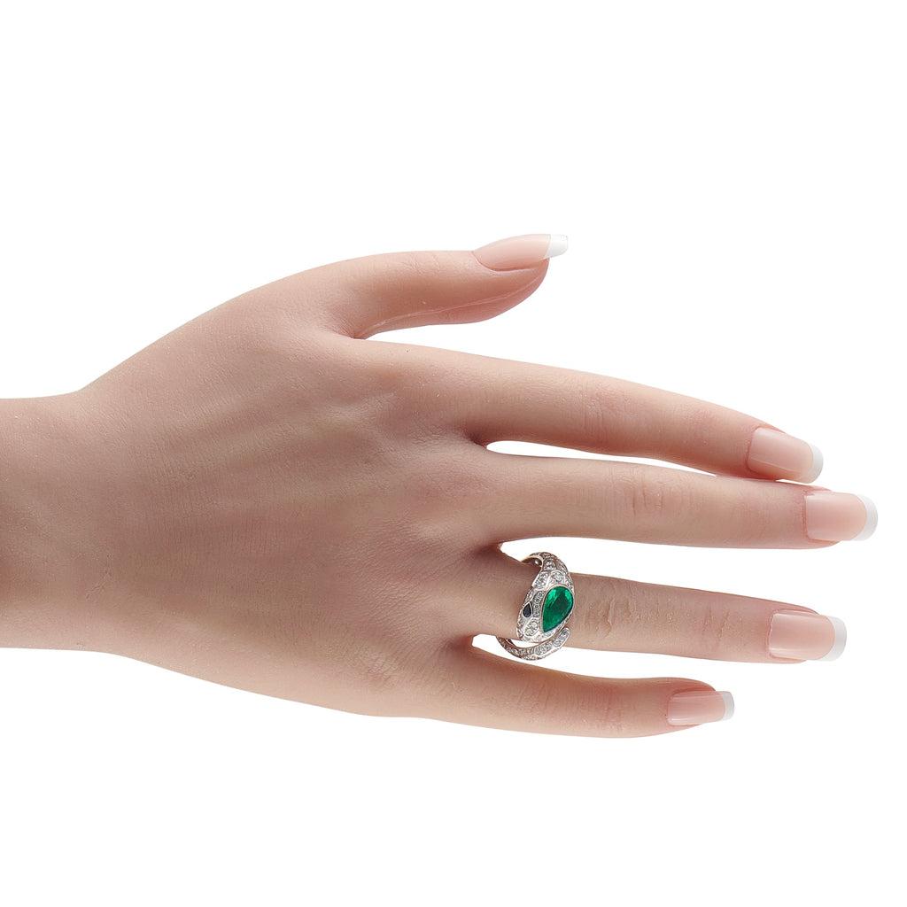 LB Exclusive Platinum 1.28ct Diamond, Emerald, and Sapphire Snake Ring MF18-041426