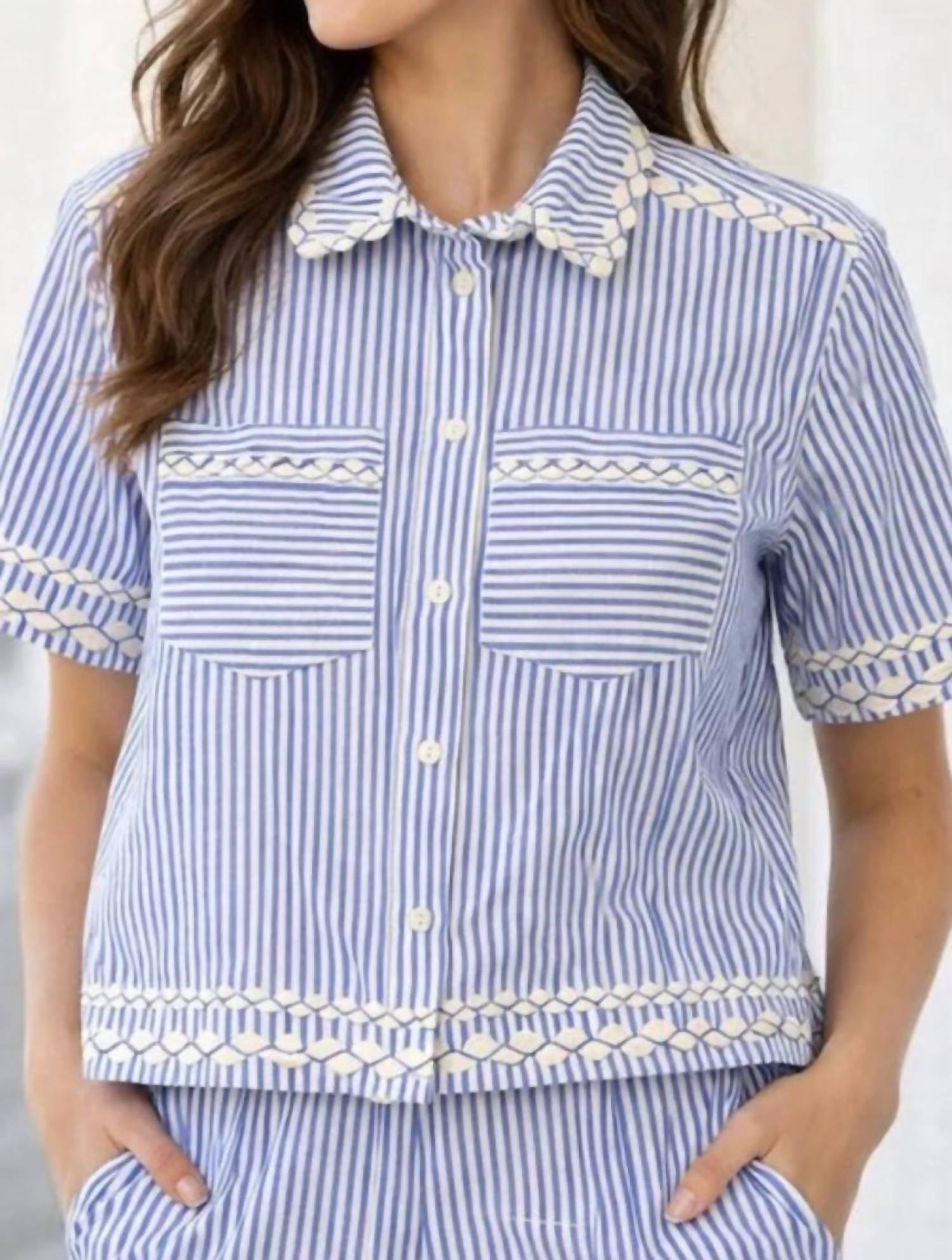 Riley Parker Top In Sconset Blue