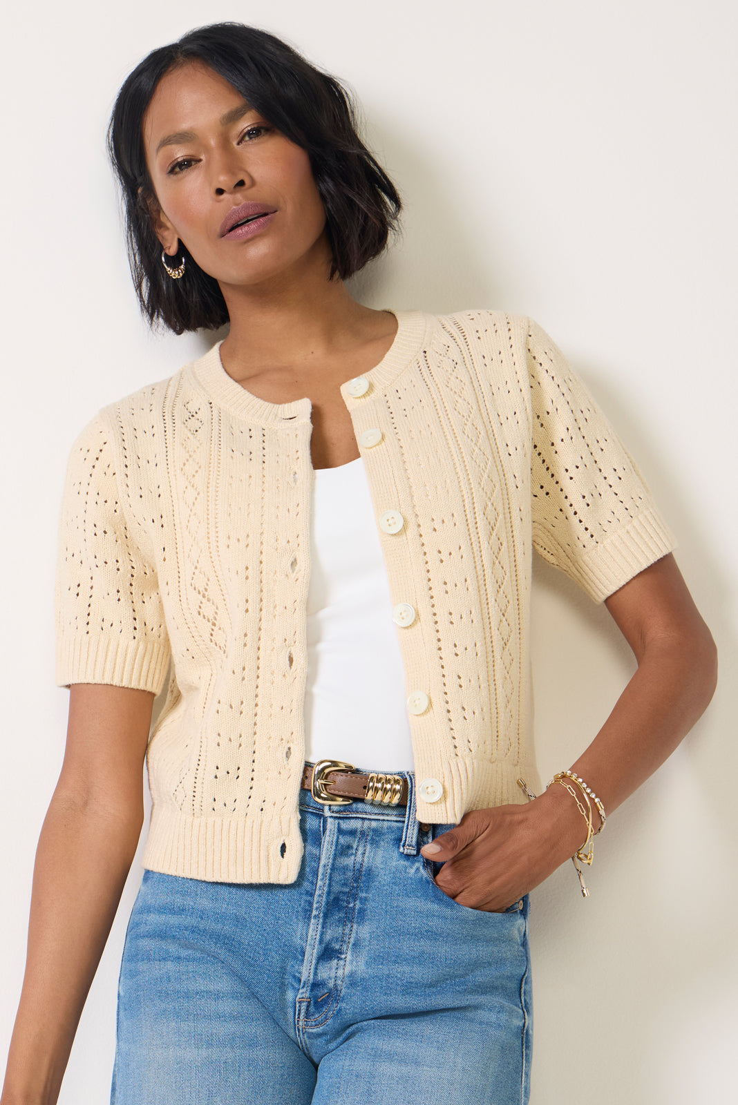 Women's Elle Pointelle Cardigan
