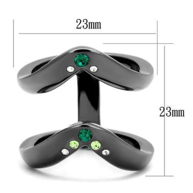 IP Light Black Stainless Steel Ring with Top Grade Crystal in Multi Color