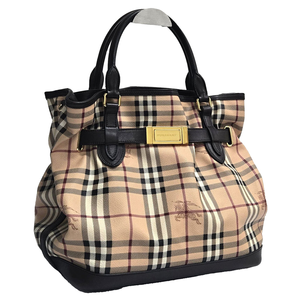 Golderton Haymarket Check Brown Leather Tote Bag