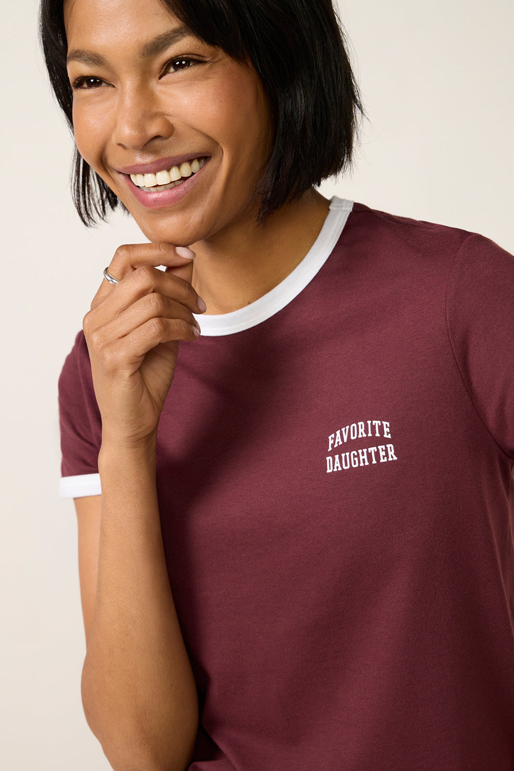 Women's Chest Logo Cropped Ringer T-Shirt