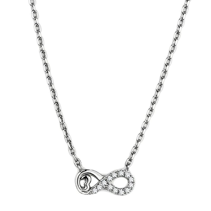 High polished (no plating) Stainless Steel Necklace with AAA Grade CZ in Clear