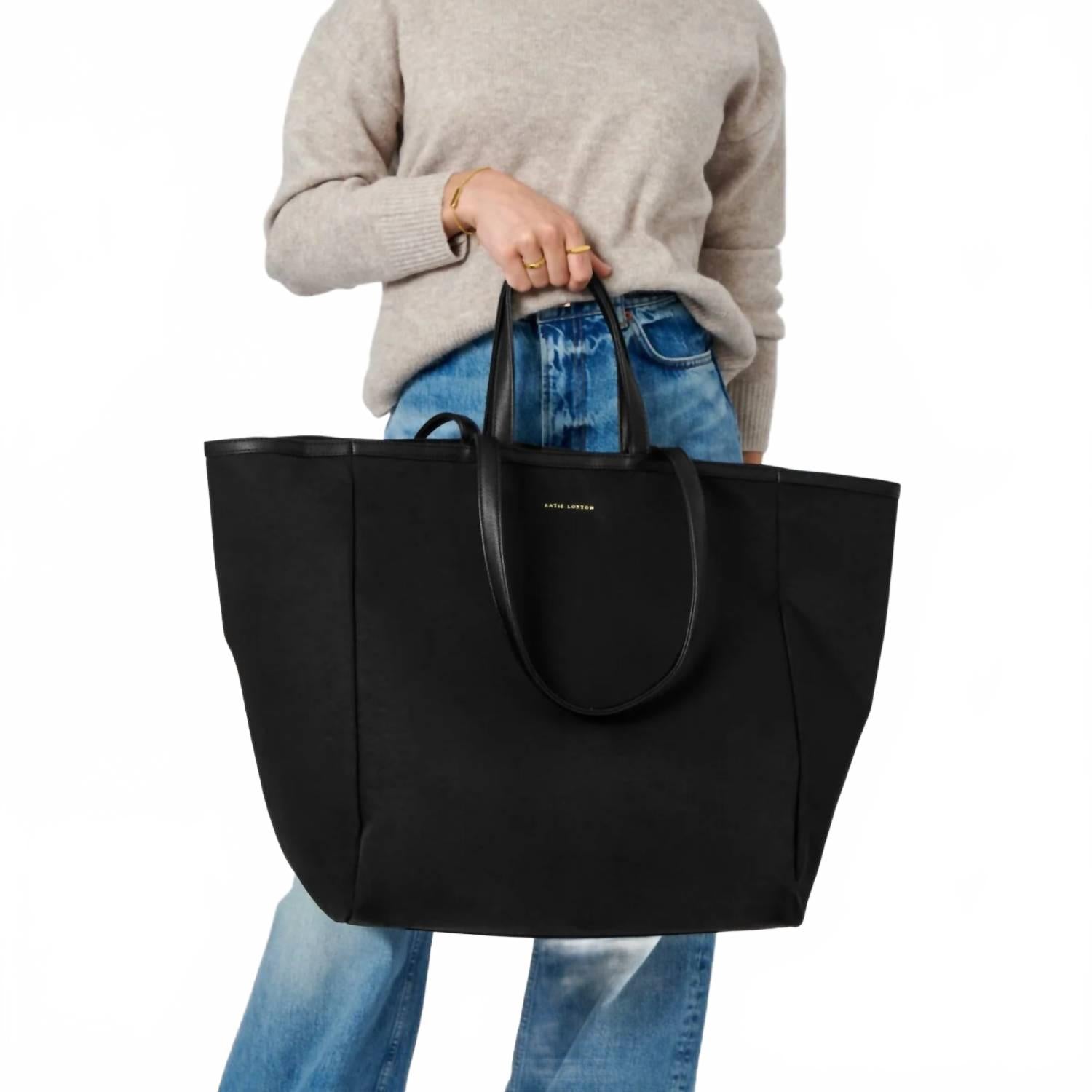 Women's Nylon-Luxe Oversized Tote Bag In Black