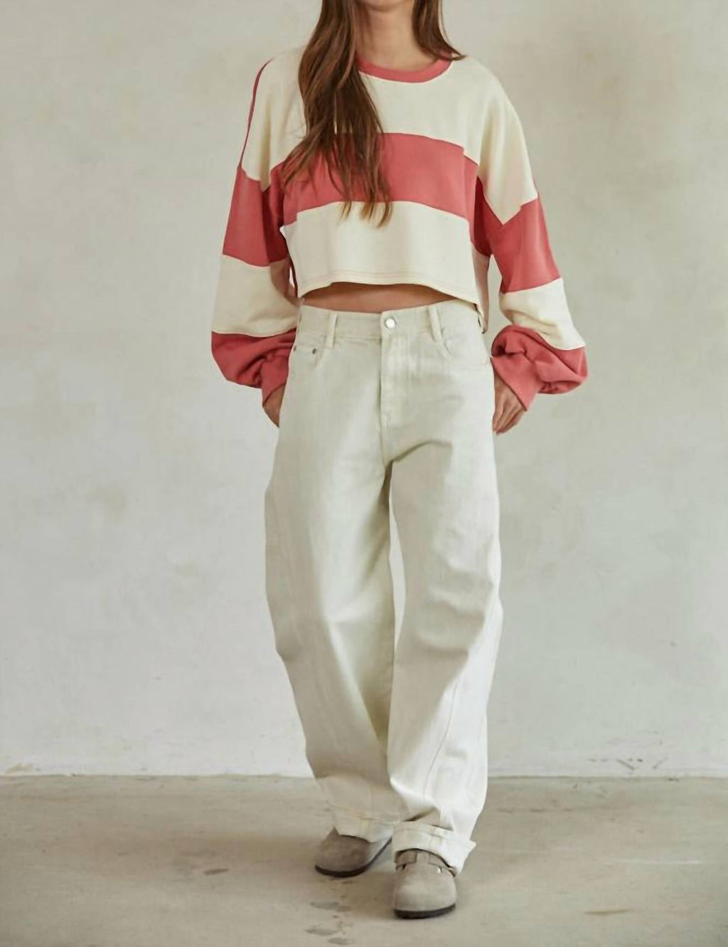 Sidelines Knit Pullover In Red Ivory