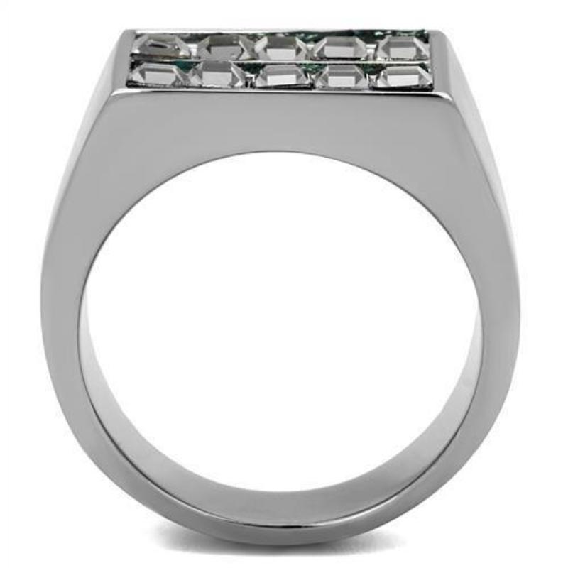 High polished (no plating) Stainless Steel Ring with Leather in Assorted