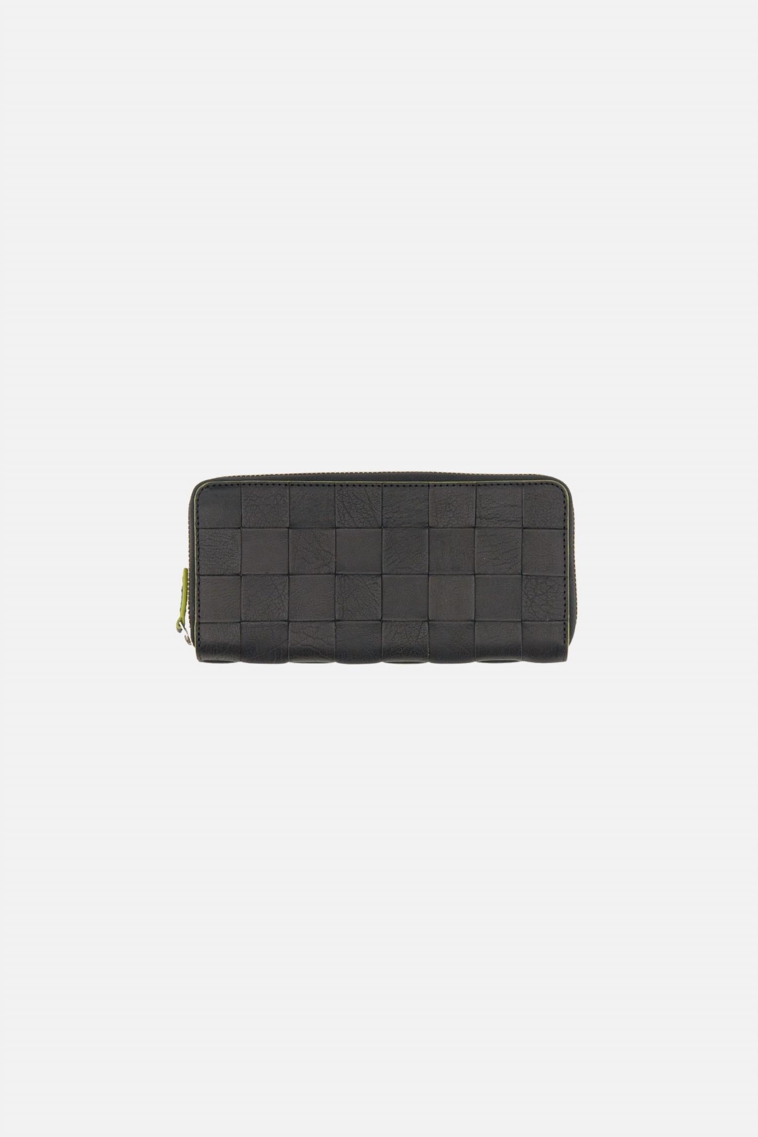 Women's Check Zip Around Wallet In Black